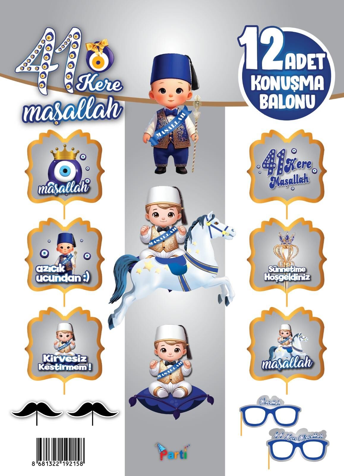 KONUŞMA BALONU SET 12 Lİ SÜNNET GÜMÜŞ