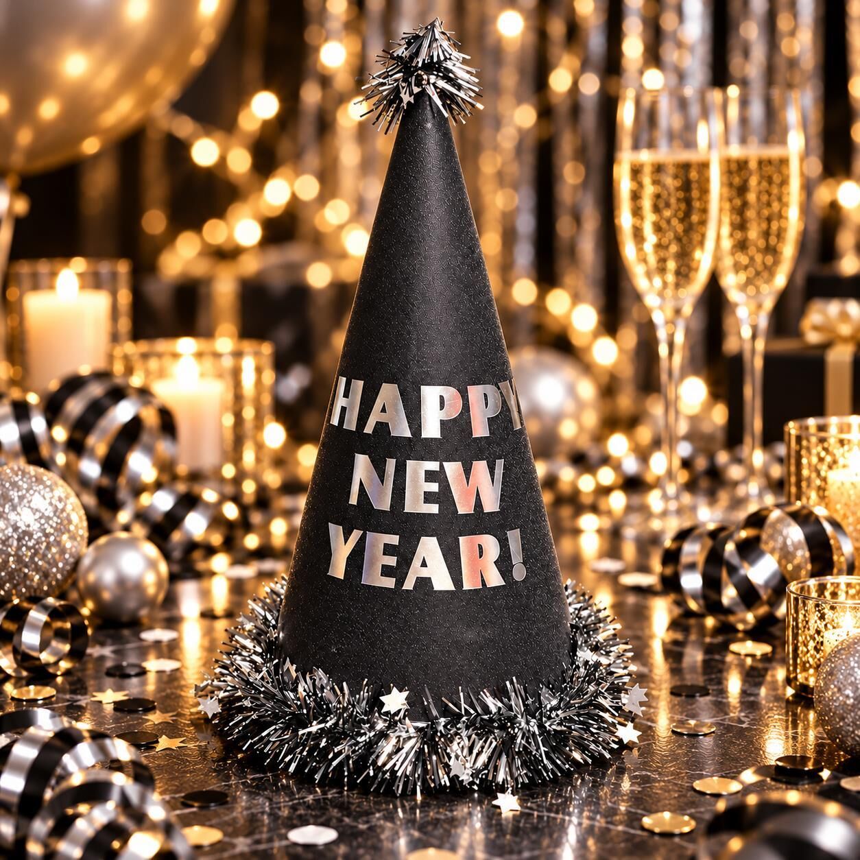 ŞAPKA 12 Lİ HAPPY NEW YEAR GÜMÜŞ (1 KOLİ 600 AD)