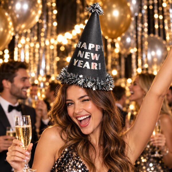 ŞAPKA 12 Lİ HAPPY NEW YEAR GÜMÜŞ (1 KOLİ 600 AD)