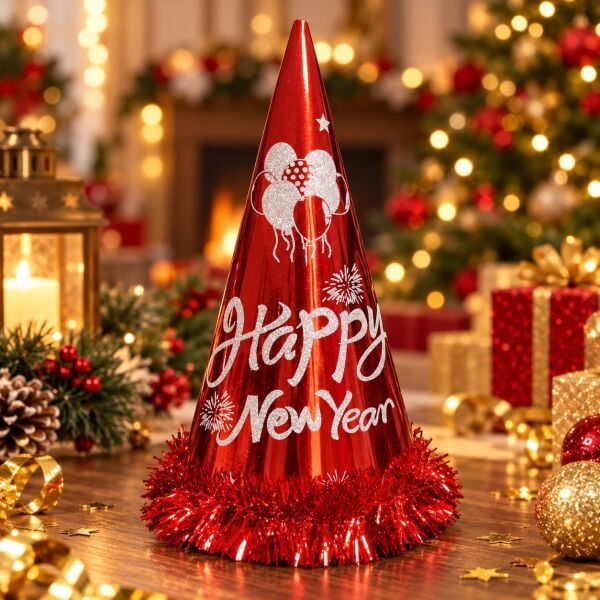 ŞAPKA 12 Lİ HAPPY NEW YEAR KIRMIZI (1 KOLİ 600 AD)