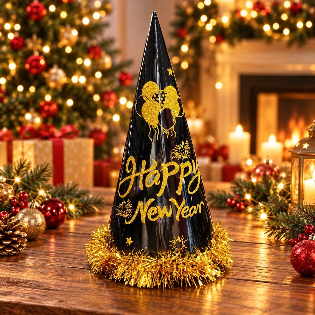 ŞAPKA 12 Lİ HAPPY NEW YEAR SİYAH (1 KOLİ 600 AD)