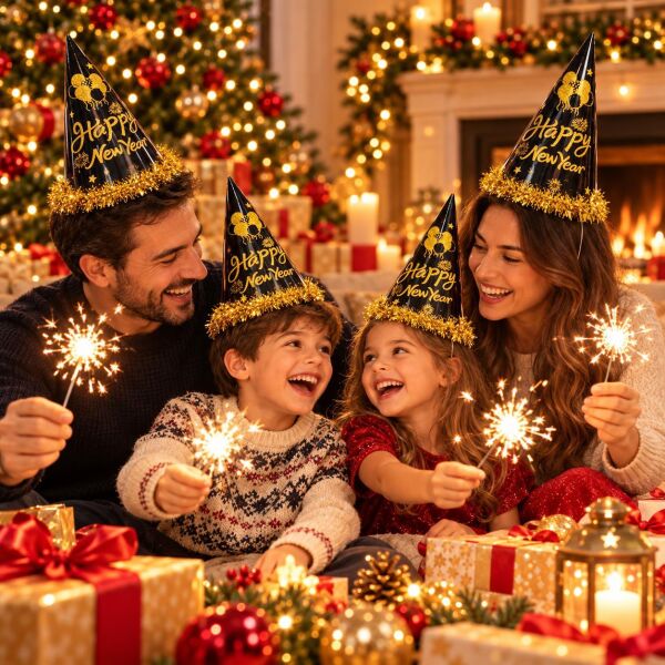 ŞAPKA 12 Lİ HAPPY NEW YEAR SİYAH (1 KOLİ 600 AD)