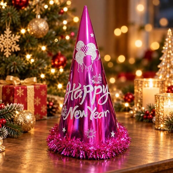 ŞAPKA 12 Lİ HAPPY NEW YEAR FUŞYA (1 KOLİ 600 AD)