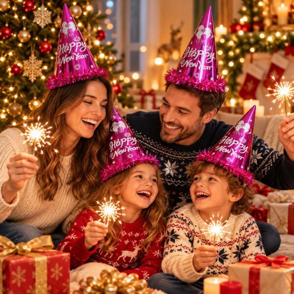 ŞAPKA 12 Lİ HAPPY NEW YEAR FUŞYA (1 KOLİ 600 AD)