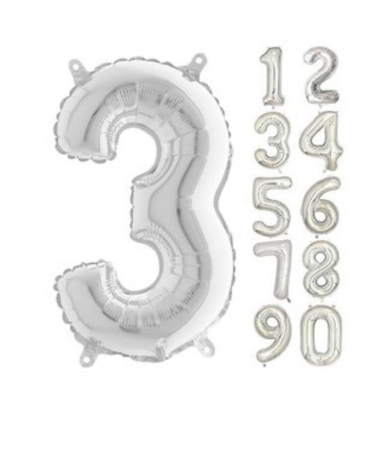 16 INC FOLYO BALON RAKAM GÜMÜŞ 3