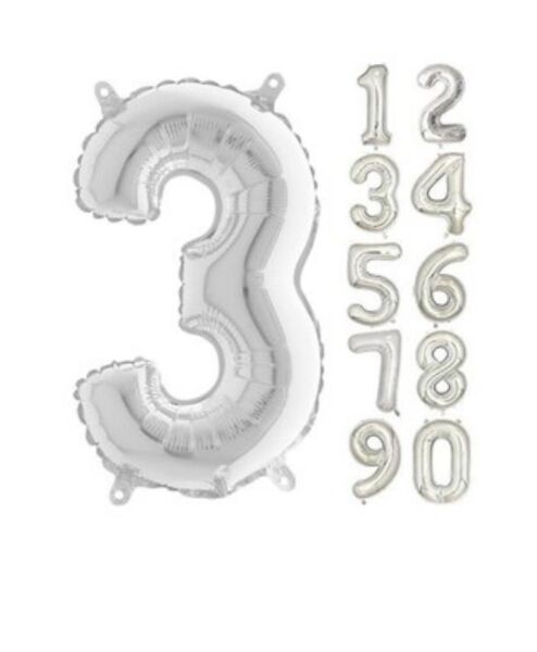 16 INC FOLYO BALON RAKAM GÜMÜŞ 3