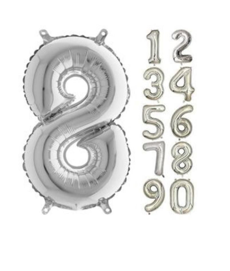 16 INC FOLYO BALON RAKAM GÜMÜŞ 8