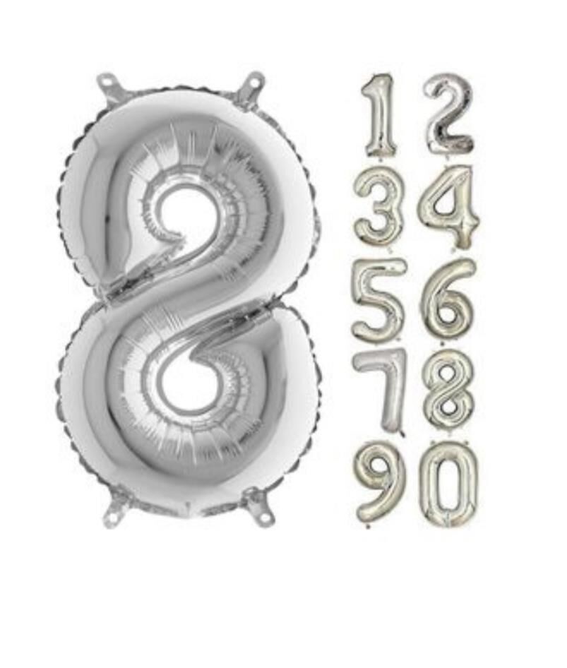 16 INC FOLYO BALON RAKAM GÜMÜŞ 8