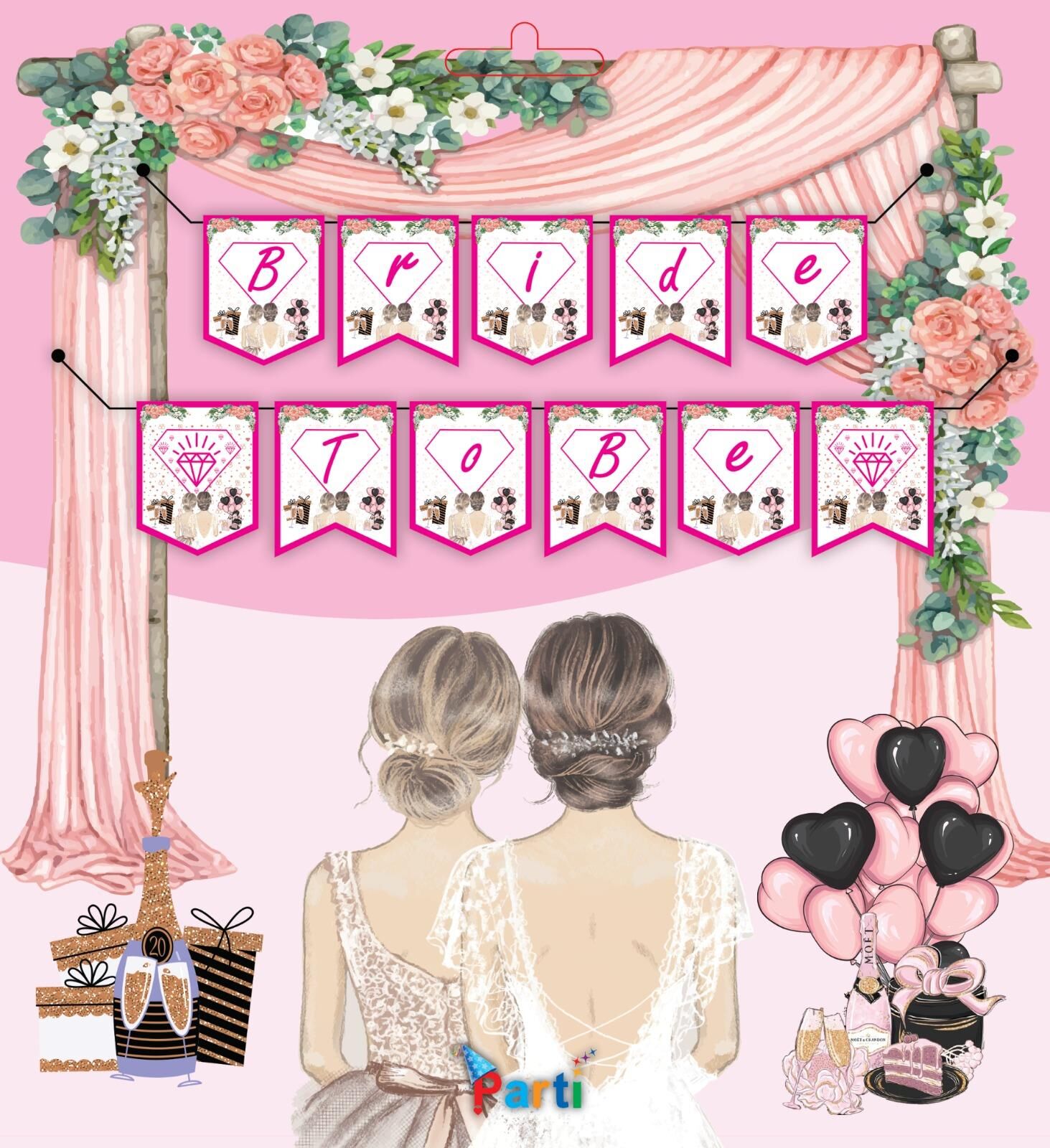 YAZI ZARF BANNER BRİDE TO BE PEMBE