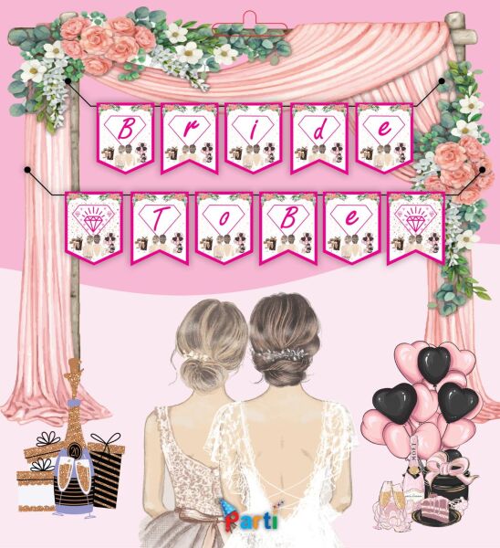 YAZI ZARF BANNER BRİDE TO BE PEMBE