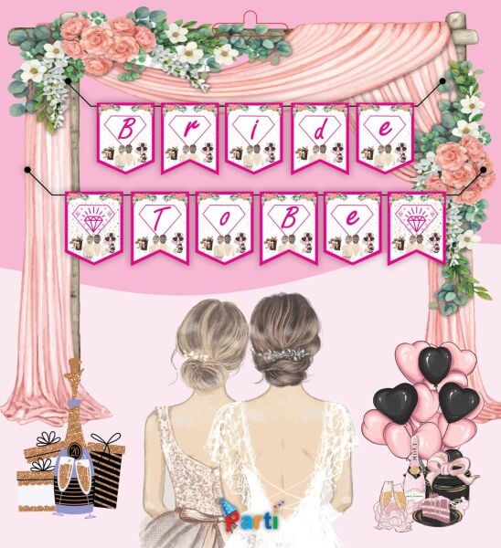 YAZI ZARF BANNER BRİDE TO BE PEMBE