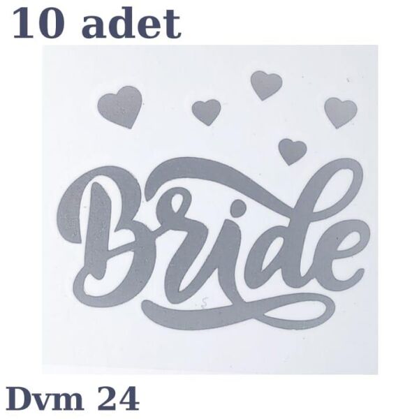 DÖVME BRİDE GÜMÜŞ KALP NO:24 10 LU