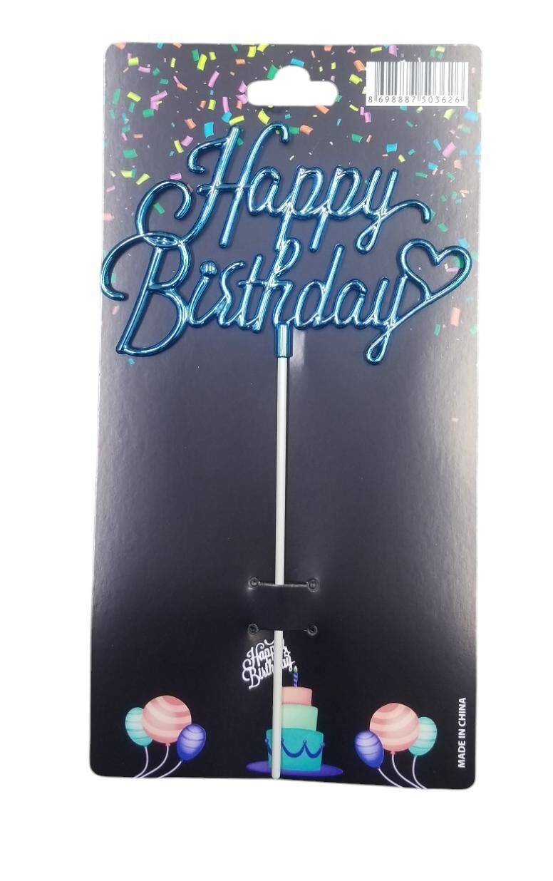 PASTA YAZISI PLASTİK HAPPY BİRTHDAY MAVİ