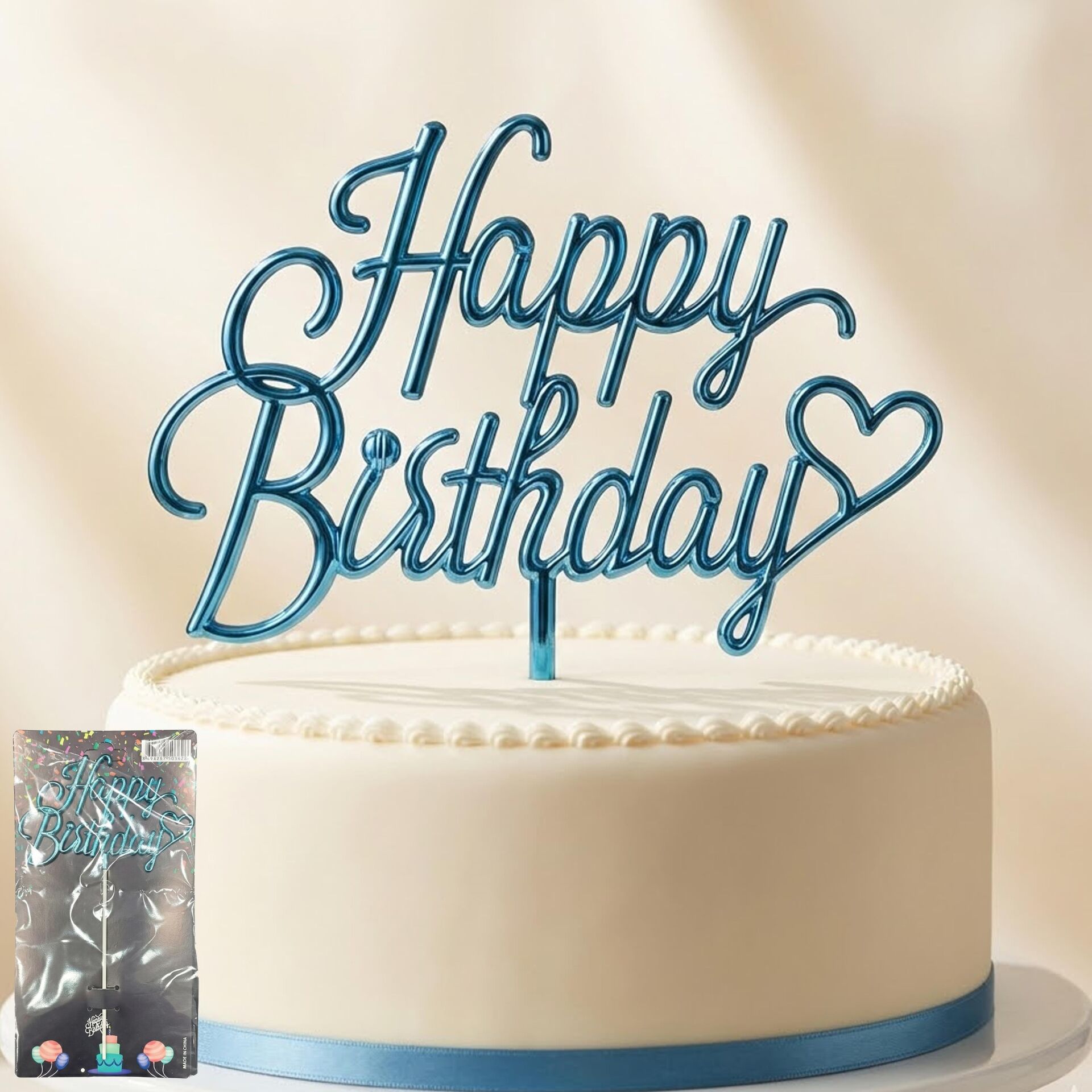 PASTA YAZISI PLASTİK HAPPY BİRTHDAY MAVİ