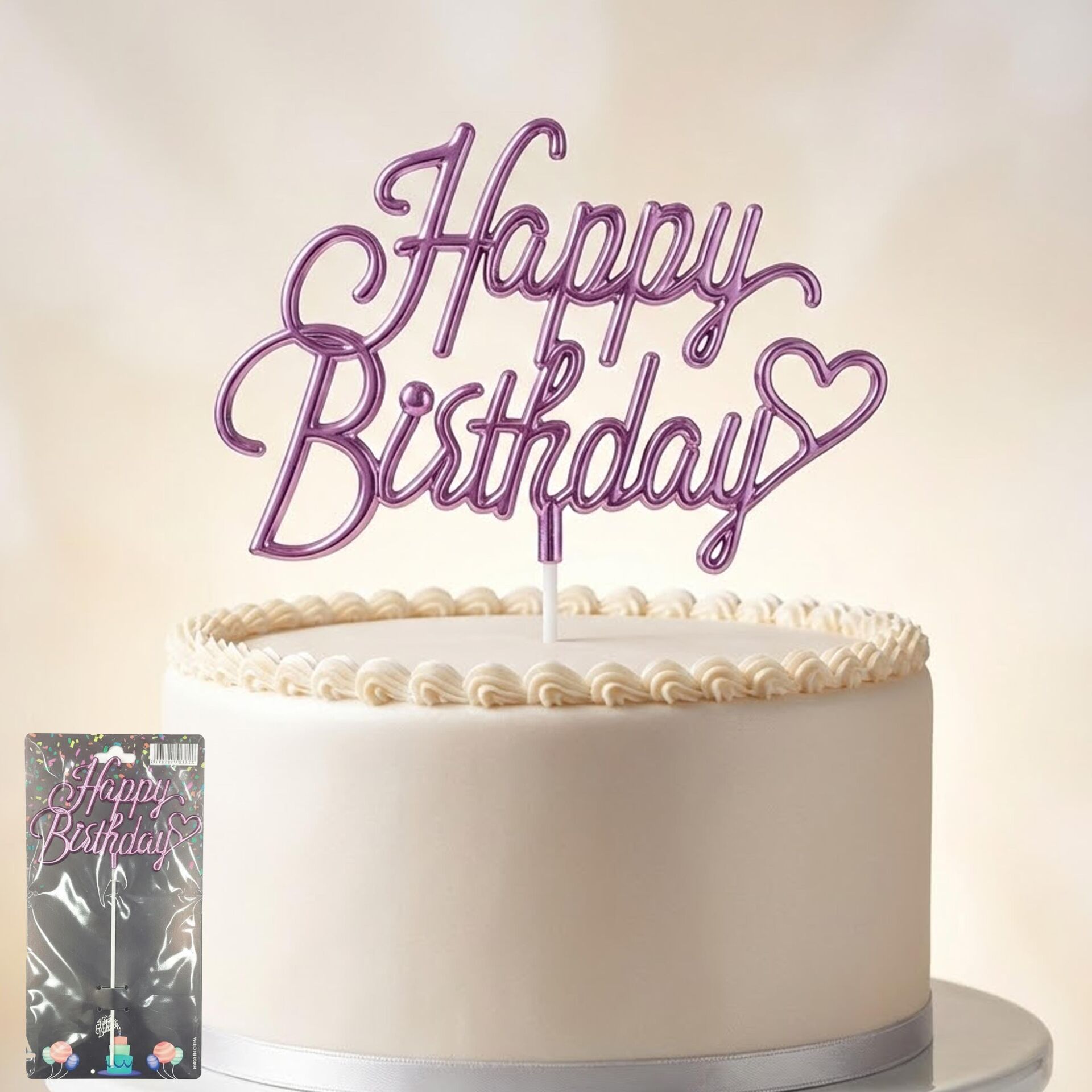 PASTA YAZISI PLASTİK HAPPY BİRTHDAY PEMBE