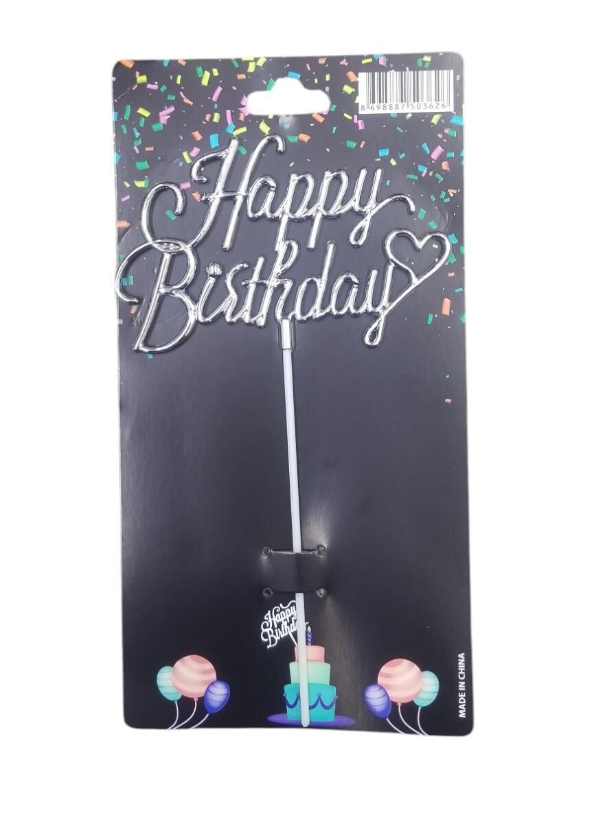 PASTA YAZISI PLASTİK HAPPY BİRTHDAY GÜMÜŞ
