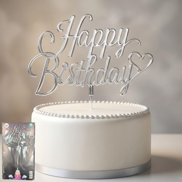 PASTA YAZISI PLASTİK HAPPY BİRTHDAY GÜMÜŞ
