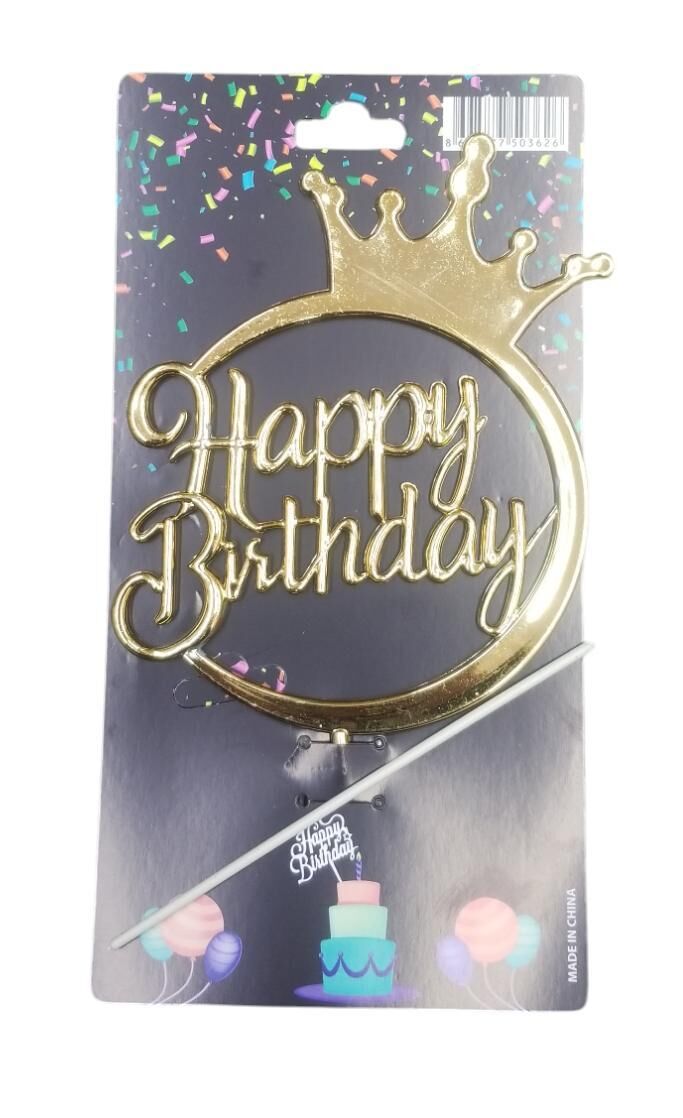 PASTA YAZISI PLASTİK HAPPY BİRTHDAY GOLD YUV.TAÇLI