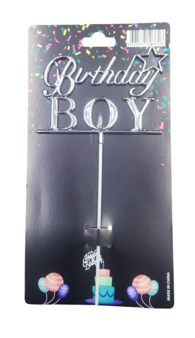 PASTA YAZISI PLASTİK BİRTHDAY BOY GÜMÜŞ