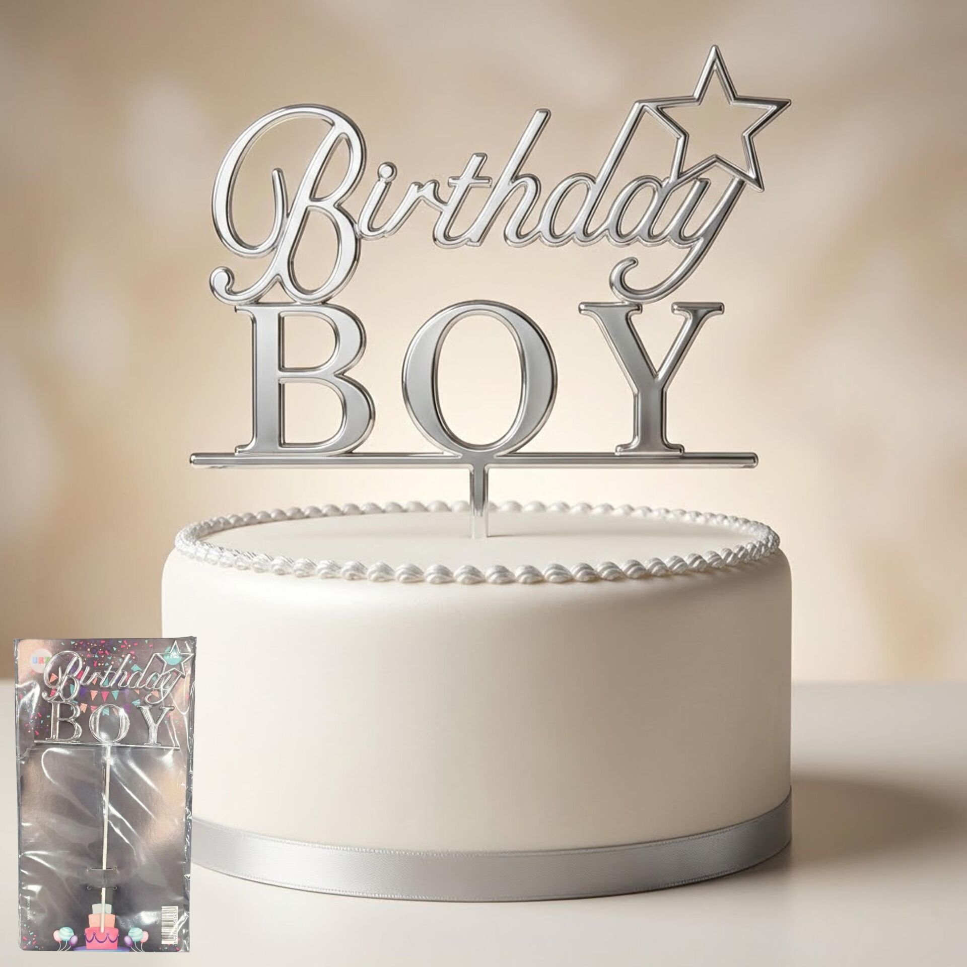 PASTA YAZISI PLASTİK BİRTHDAY BOY GÜMÜŞ