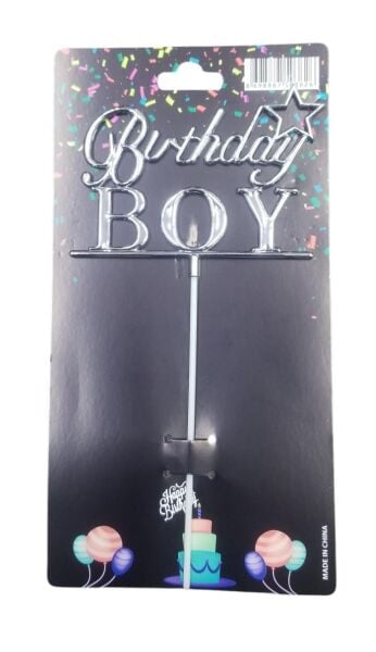 PASTA YAZISI PLASTİK BİRTHDAY BOY GÜMÜŞ