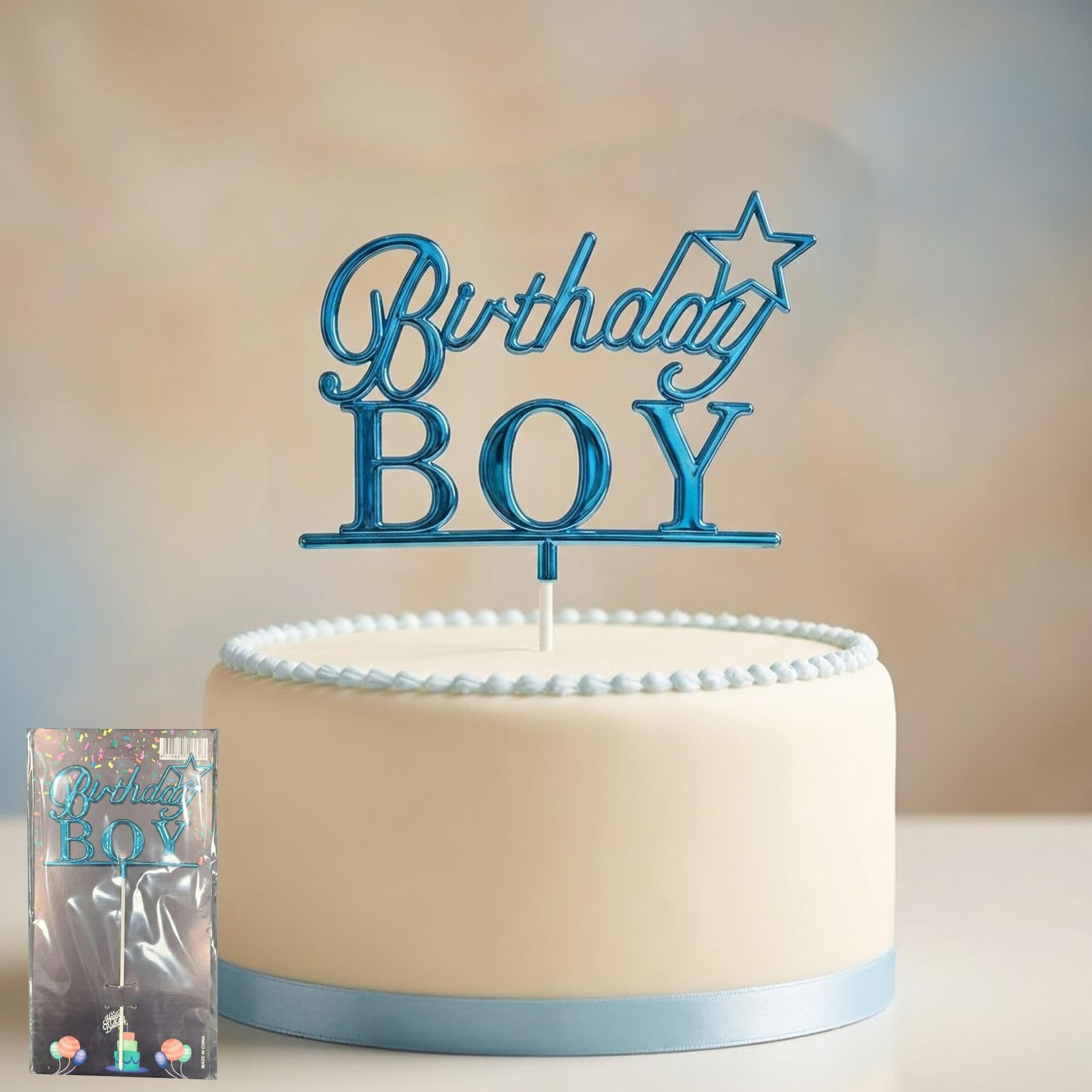 PASTA YAZISI PLASTİK BİRTHDAY BOY MAVİ