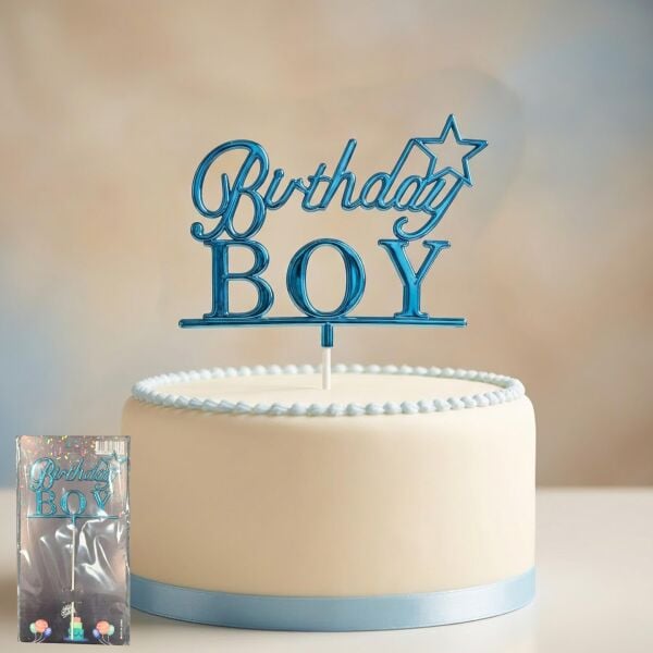 PASTA YAZISI PLASTİK BİRTHDAY BOY MAVİ