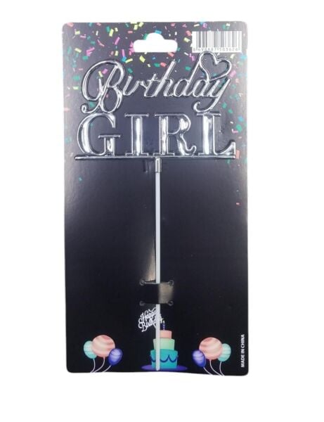 PASTA YAZISI PLASTİK BİRTHDAY GIRL GÜMÜŞ