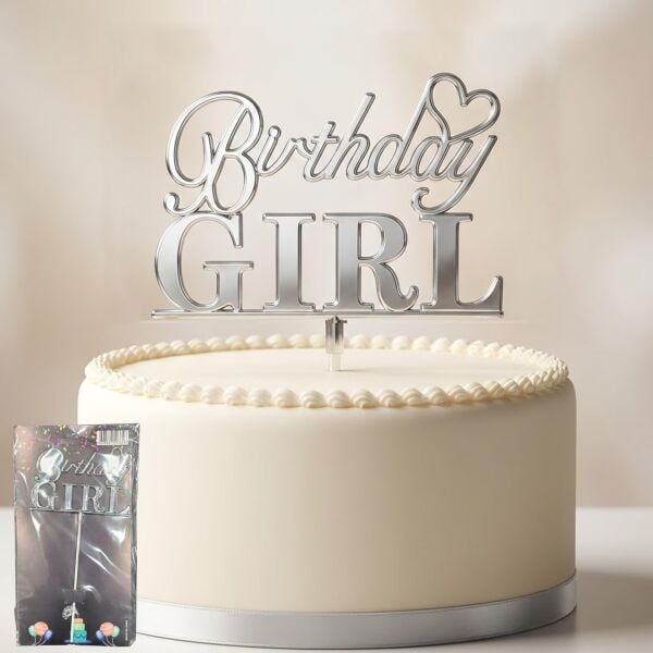 PASTA YAZISI PLASTİK BİRTHDAY GIRL GÜMÜŞ