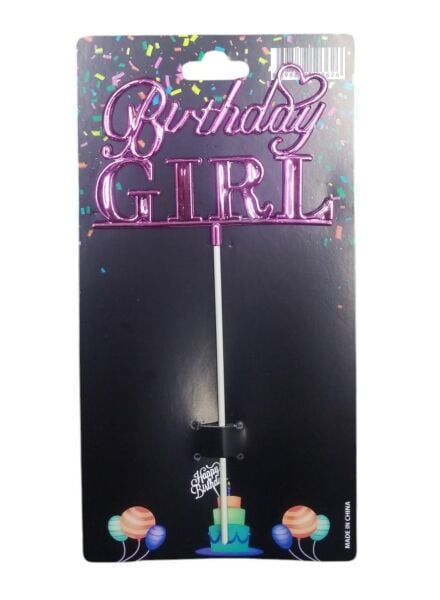 PASTA YAZISI PLASTİK BİRTHDAY GIRL PEMBE