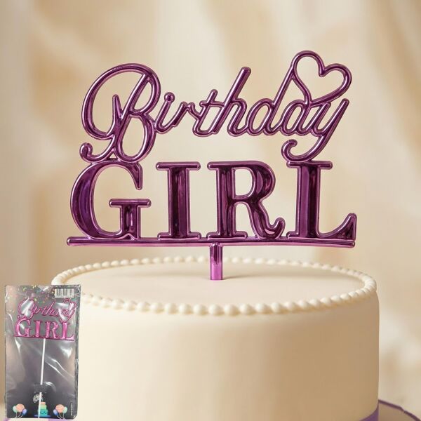 PASTA YAZISI PLASTİK BİRTHDAY GIRL PEMBE