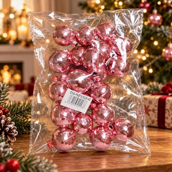 NOEL DİSKO TOPU 3 CM ROZ 20 Lİ (1 KOLİ 500 PK)