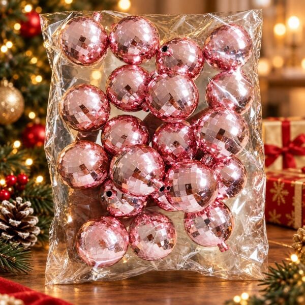 NOEL DİSKO TOPU 4 CM ROZ 20 Lİ (1 KOLİ 200 PK)