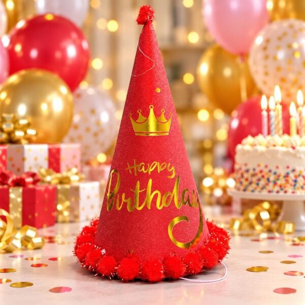 ŞAPKA 12 Lİ HAPPY BİRTHDAY KIRMIZI (1 KOLİ 360 AD)