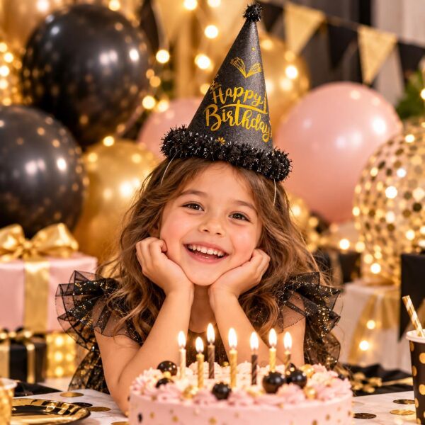 ŞAPKA 12 Lİ HAPPY BİRTHDAY SİYAH (1 KOLİ 360 AD)