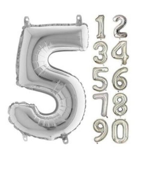 34 İNC FOLYO BALON RAKAM GÜMÜŞ 5
