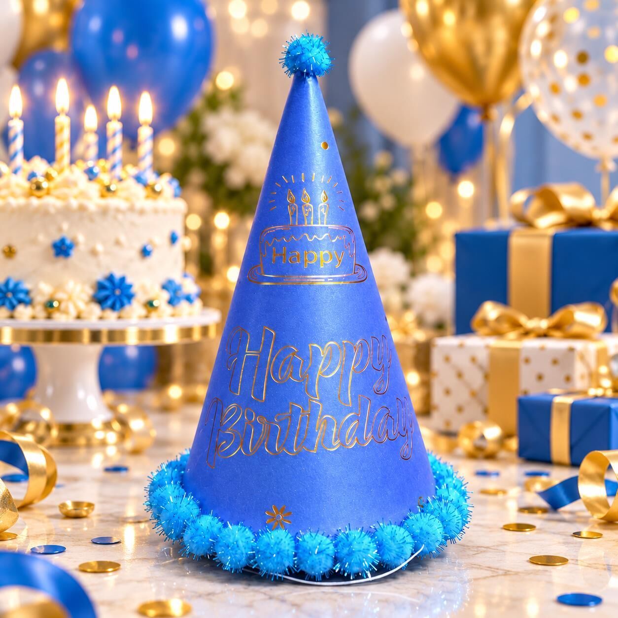 ŞAPKA 12 Lİ HAPPY BİRTHDAY MAVİ (1 KOLİ 360 AD)