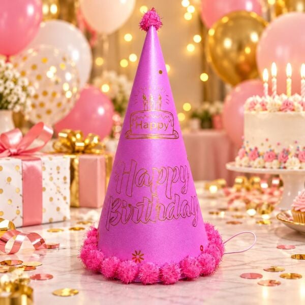 ŞAPKA 12 Lİ HAPPY BİRTHDAY FUŞYA (1 KOLİ 360 AD)