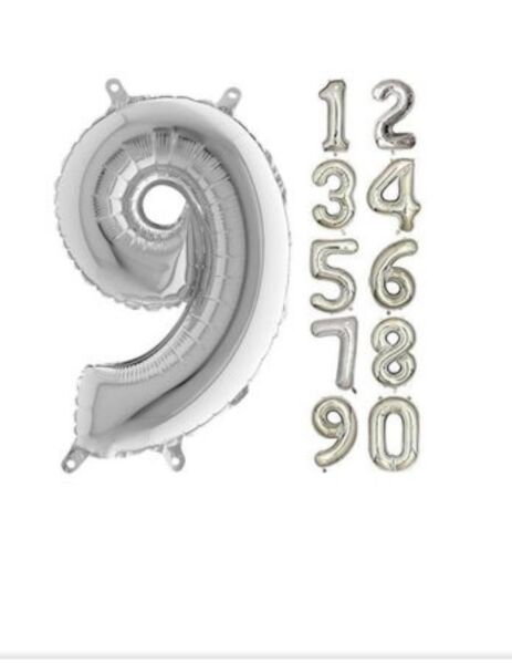 34 İNC FOLYO BALON RAKAM GÜMÜŞ 9