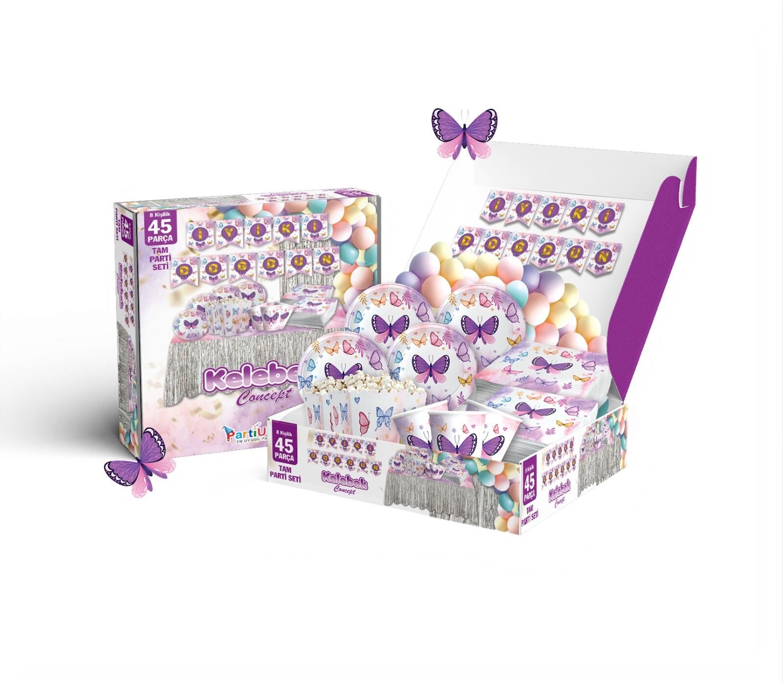 PARTİ SETİ 8 KİŞİLİK KELEBEK