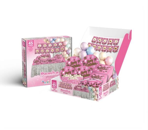 PARTİ SETİ 45 KİŞİLİK İYİKİ DOĞDUN PEMBE