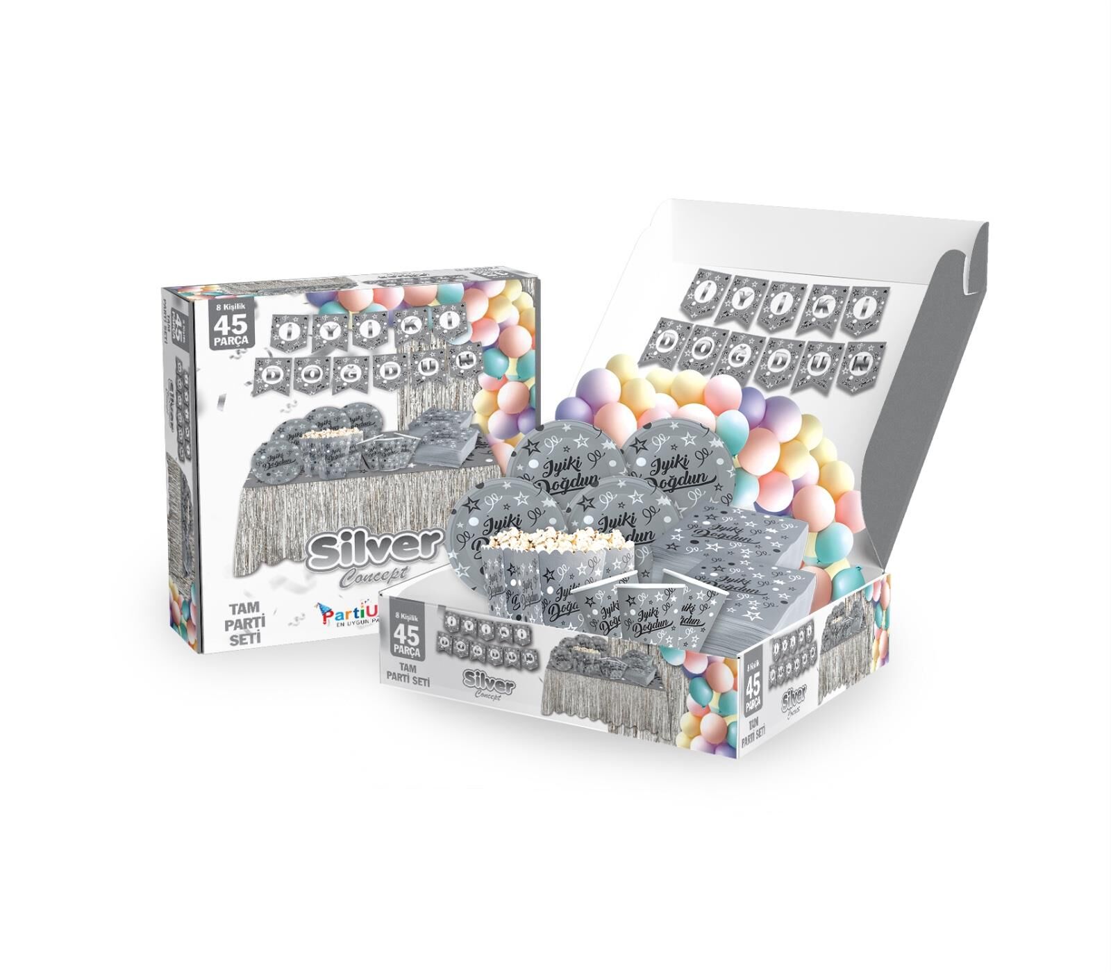 PARTİ SETİ 8 KİŞİLİK İYİKİ DOĞDUN GÜMÜŞ