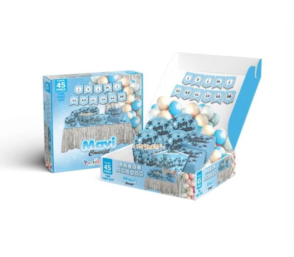 PARTİ SETİ 8 KİŞİLİK İYİKİ DOĞDUN MAVİ