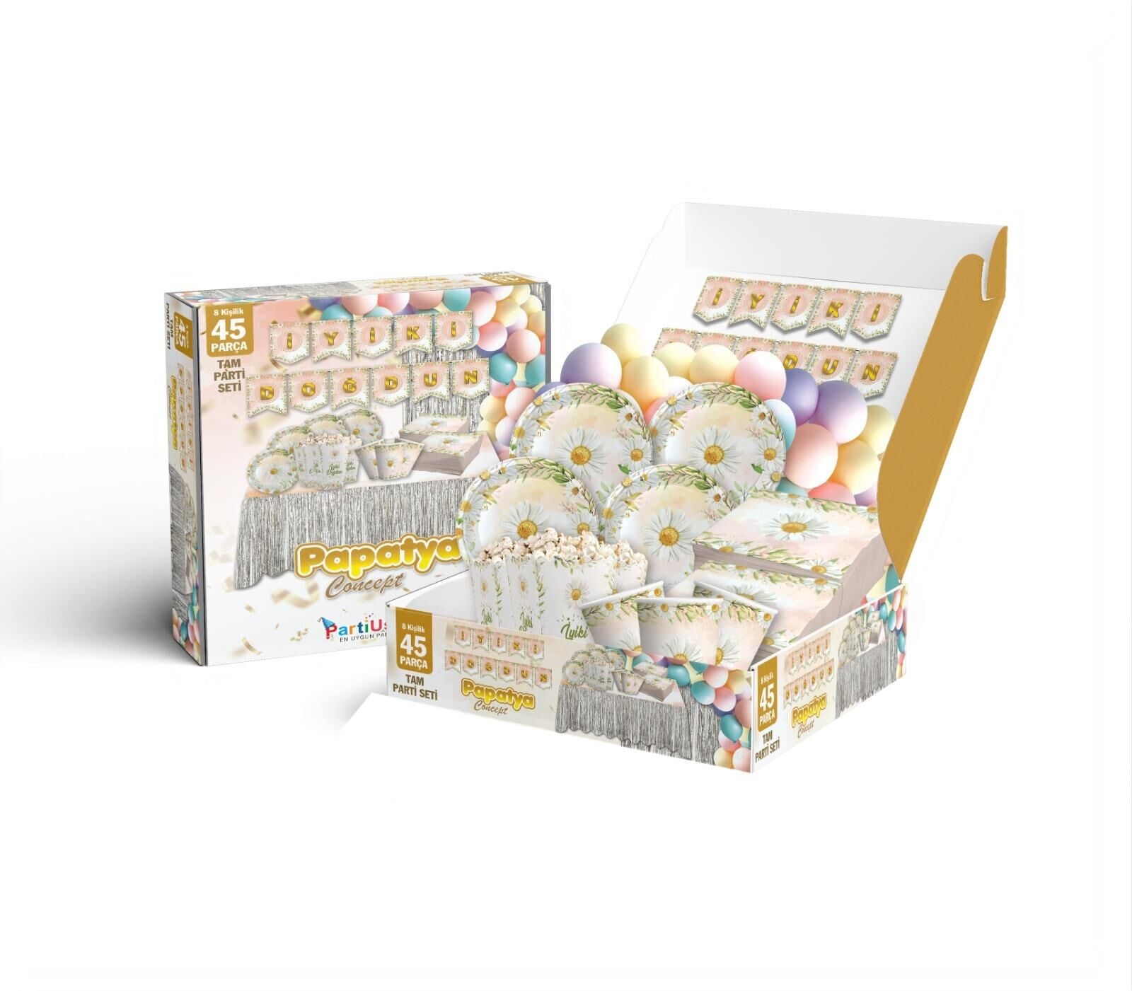 PARTİ SETİ 8 KİŞİLİK PAPATYA