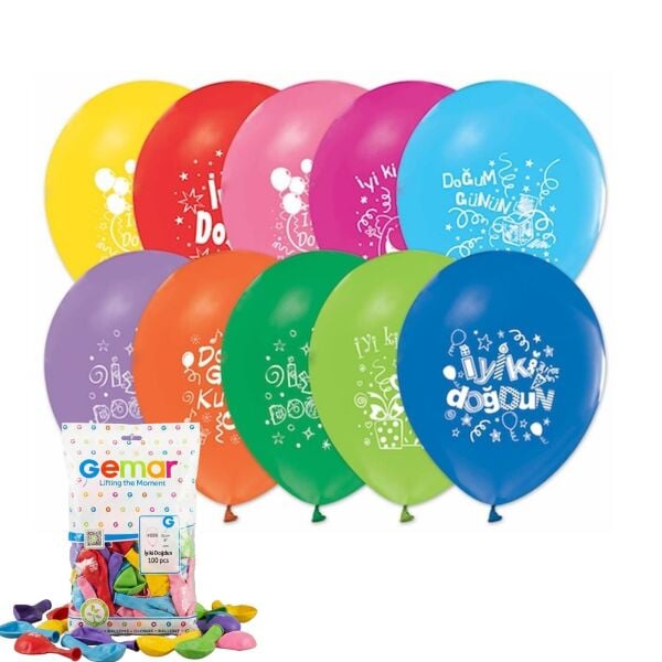 BALON BASKILI PASTEL İYİKİ DOĞDUN 100 LÜ
