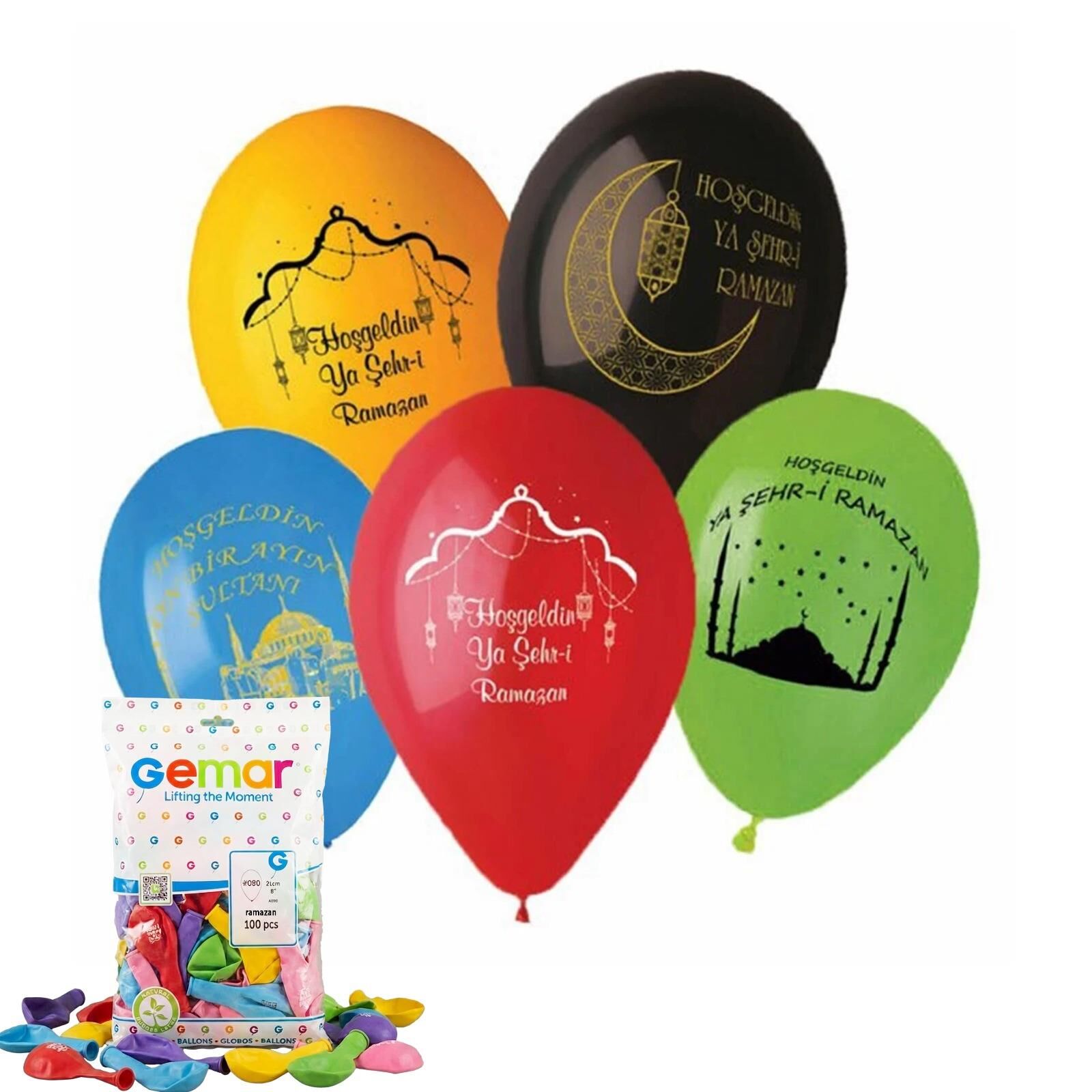 BALON BASKILI PASTEL RAMAZAN 100 LÜ