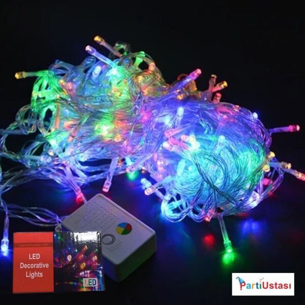LED IŞIK PİRİNÇ RENKLİ (5 METRE) RGB 100 AMPUL