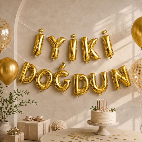 SET İYİKİ DOĞDUN FOLYO BALON ALTIN