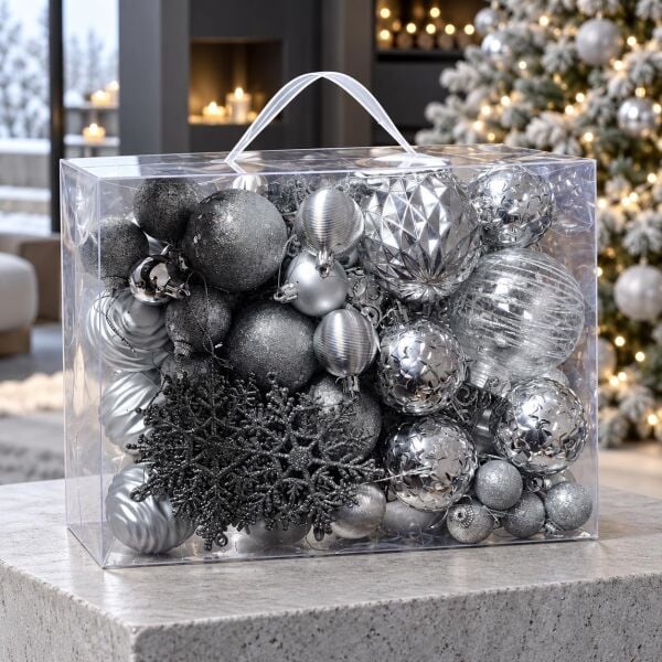 LÜX ÇANTA NOEL SET 100 LÜ GÜMÜŞ (1 KOLİ 18 PK)