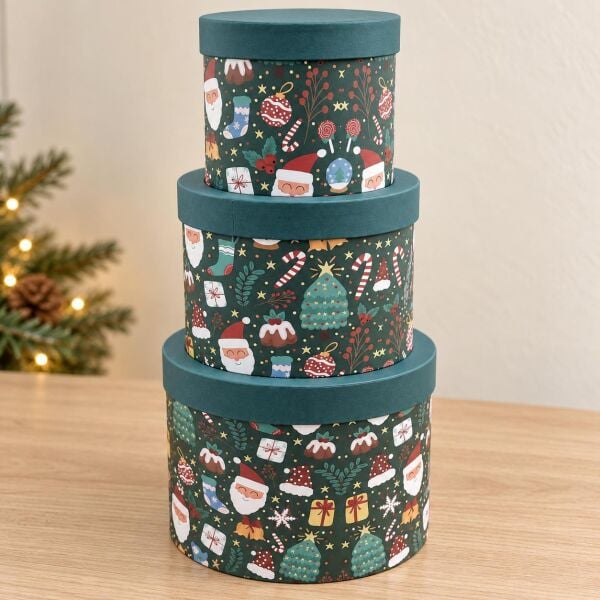 KUTU NOEL 3 LÜ SİLİNDİR 20X20H 17X17H 15X15H